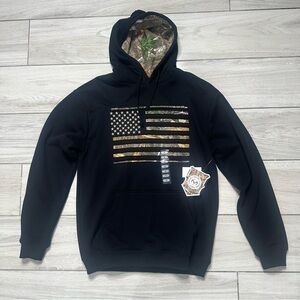 Buck Wear Black Camo Flag Hoodie NWT